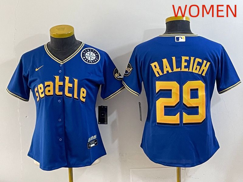 Women 2025 Seattle Mariners #29 Raleigh Blue City Edition Nike MLB Jersey style 8->women mlb jersey->Women Jersey